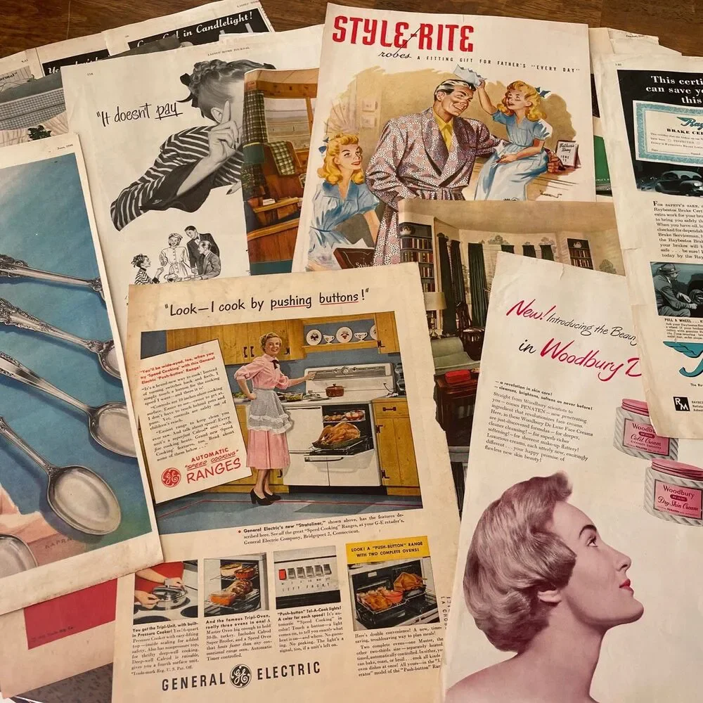 Lot Of Vintage Print Ads Advertising Dinnerware Kitchen Enamelware Crystal Robe